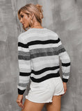 FASHION WOMEN STRIPED STITCHING SWEATER