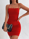 SEXY RED HALTER KNIT DRESS