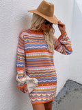 CLASSY ROUND NECK RAINBOW STRIPED PULLOVER SWEATER