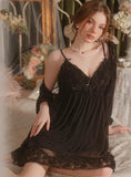 SEXY SWEET GAUZE FLOWER PAJAMAS SUSPENDER NIGHTDRESS