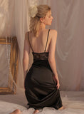 SEXY STITCHING LACE SATIN SLIM SUSPENDER NIGHTDRESS