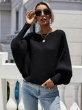 FASHION LOOSE SOLID COLOR BAT SLEEVE SWEATER