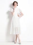 LACE WHITE SHORT SLEEVE DRESS