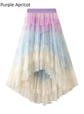 Irregular Cake High Waist Gauze Skirt