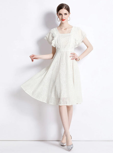 SUMMER FLYING SLEEVES LACE DRESS