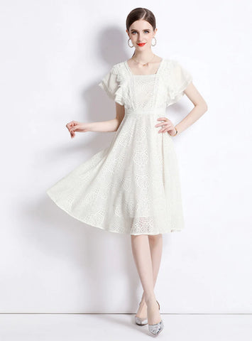 SUMMER FLYING SLEEVES LACE DRESS