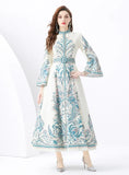 PALACE TRUMPET SLEEVE PRINTED LONG DRESS