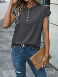 WOMEN BUTTON SHORT SLEEVE T-SHIRT