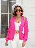 Short Knit Cardigan Fringed Sweater