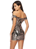V-NECK BACKLESS SEQUINED DRESS