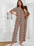 FASHION FLORAL SHORT-SLEEVED TROUSERS PAJAMAS SUIT