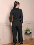 FASHION SOLID COLOR V-NECK LONG-SLEEVED ONE-PIECE SLEEPWEAR