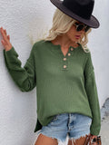 FASHION SOLID COLOR PULLOVER V-NECK SWEATER