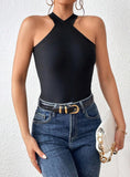 SLIM-FIT HALTER SLEEVELESS VEST TOP