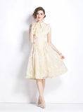 RETRO FLYING SLEEVE EMBROIDERED DRESS