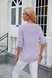 BUTTON V-NECK SOLID COLOR LOOSE T-SHIRT