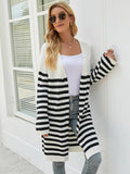FASHION LONG CASUAL STRIPED LOOSE LONG SLEEVE COAT SWEATER