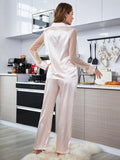 FASHION SILK-LIKE LONG SLEEVE PAJAMAS SET