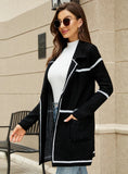 FASHION LONG SLEEVE SUIT COLLAR SLIM LONG SWEATER COAT