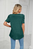 LOOSE PLEATED V-NECK SHORT SLEEVE T-SHIRT