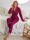 CLASSY RED LONG-SLEEVED NIGHTGOWN HOME CLOTHES