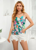 PRINTED SLEEVELESS STRAP TANK TOP SHIRT
