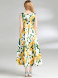 V-NECK BACKLESS SLEEVELESS PRINT DRESS