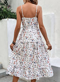 V-NECK SLIM SLING BUTTERFLY PRINT DRESS