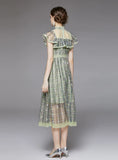 RETRO EMBROIDERED GAUZE LACE DRESS