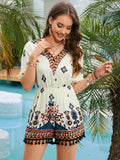 BEACH VACATION V-NECK BOHEMIAN JUMPSUIT
