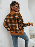 FASHION WOMEN CHEQUER PULLOVER SWEATER