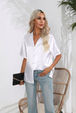 SUIT COLLAR SATIN SHORT SLEEVE SHIRT