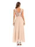 OPEN-BACK CHIFFON SEQUINED DRESS