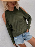 FASHION SOLID LONG-SLEEVED ROUND NECK TWISTED ROPE SWEATER