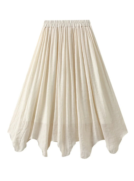 THIN COTTON AND LINEN IRREGULAR HIGH WAIST SKIRT