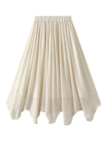 THIN COTTON AND LINEN IRREGULAR HIGH WAIST SKIRT
