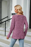 ROUND NECK BUTTON SPLIT LONG SLEEVE T-SHIRT