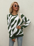 Women Round Neck Striped Sweater