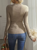 FASHION SLIM V-NECK LONG SLEEVE SWEATER