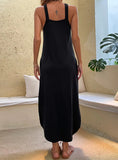 SLING BLACK SLEEVELESS VEST HALTER DRESS