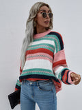 STYLISH RAINBOW PULLOVER LOSSE SWEATER
