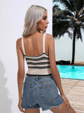 STRIPED V-NECK KNITTED SUSPENDER VEST