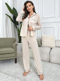 FASHION SOLID COLOR LONG SLEEVE HOME SUIT