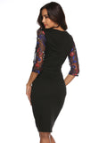 SEXY LACE EMBROIDERED STITCHING DRESS