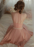 SEXY CHEST PAD ICE SILK SLING NIGHTDRESS ROBE SUIT