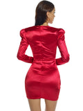 V-NECK LONG SLEEVE PARTY DRESS
