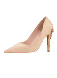 METAL FLOWER POINTED HIGH HEELS WEDDING SHOES