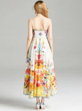SLIM SLEEVELESS PRINTED MEDIUM AND LONG DRESS