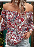 IRREGULAR OFF-THE-SHOULDER LONG SLEEVE SHIRT