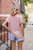 SOLID COLOR V-NECK LOOSE SHORT-SLEEVED T-SHIRT